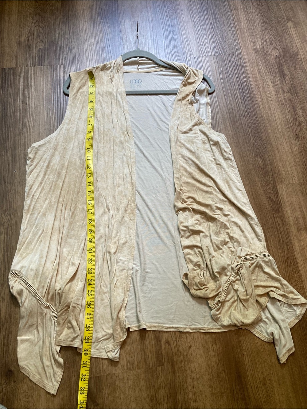 5/$15 Casual LOGO Tan Flowy Open Vest 2X - Picture 7 of 12